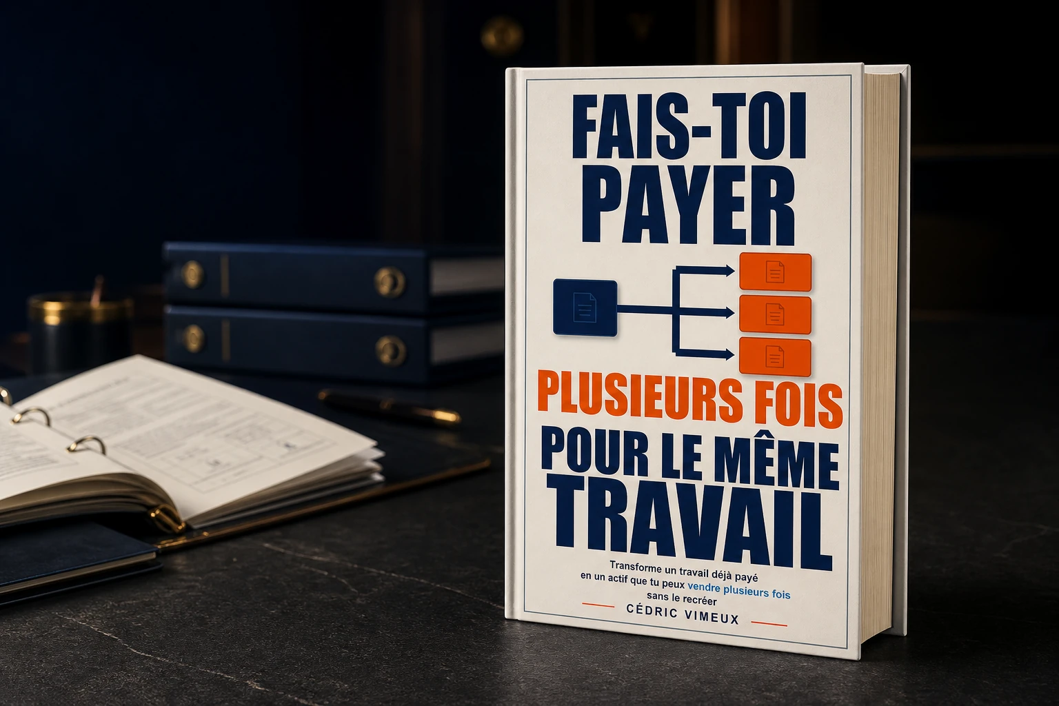 Véritable mockup 3D du guide Fais-toi payer plusieurs fois pour le même travail de Cédric Vimeux