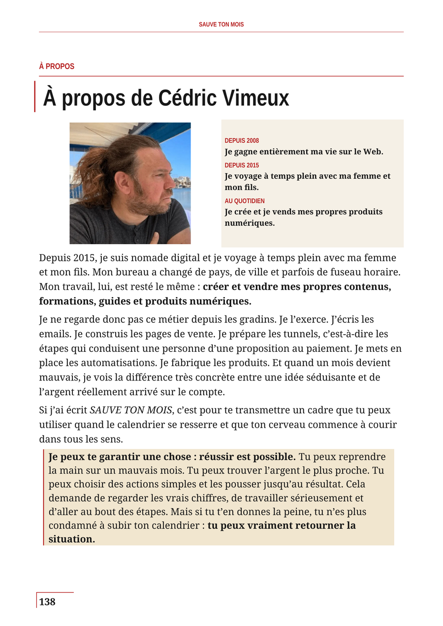Dernière page et présentation de l'auteur